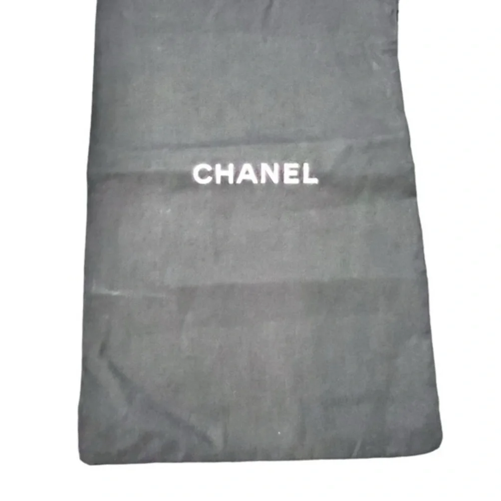 Chanel Black w/White‎ Letters Cotton Drawstring Top Dust Cover Bag 8